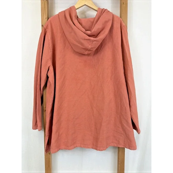 NWT Sea Breeze Peach Button Up Hood Swing Jacket #1399 Size 1X - Picture 6 of 7